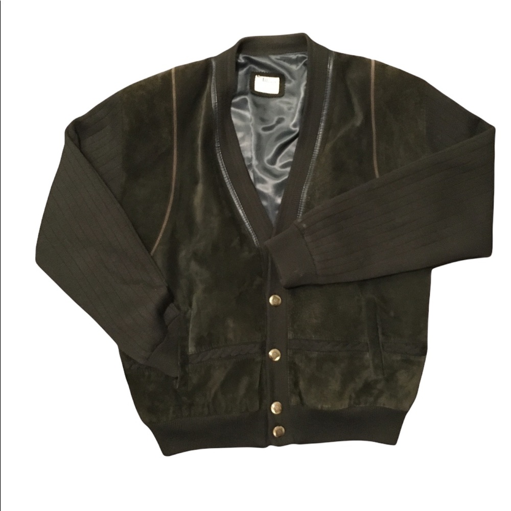 Vintage INEDITO Suede / Wool / Leather Cardigan